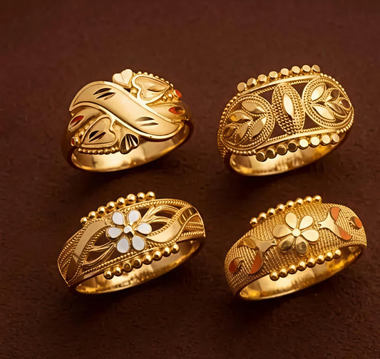 Pack 4 - Cross tulsi gold ring