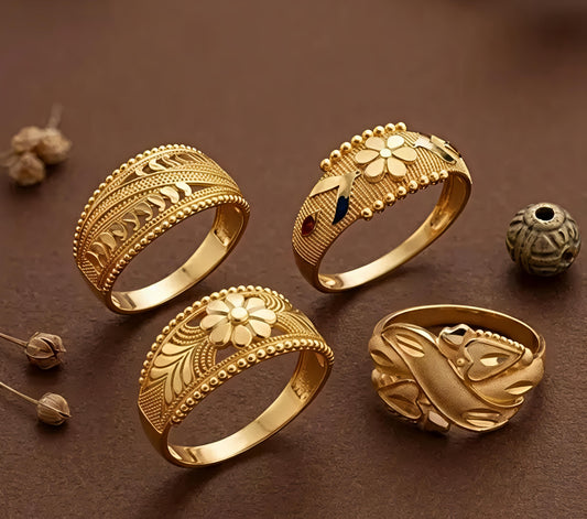 Pack of 4 Cross gold ring